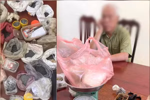 Ông Phi tại trụ sở cơ quan Công an cùng số thuốc súng, đạn chì bị thu giữ.