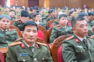 Đại biểu dự hội nghị do Công an tỉnh Vĩnh Phúc tổ chức. (Ảnh: Công an Vĩnh Phúc)