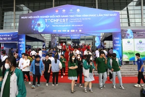 Techfest Vĩnh Phúc lần I thu hút đông đảo cộng đồng khởi nghiệp. Ảnh: Thế Hùng