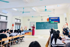 Giờ lên lớp của cô và trò Trung tâm GDNN-GDTX Yên Lạc.