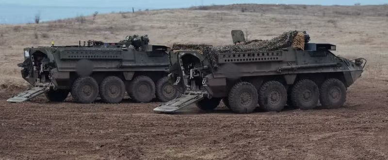 Lính dù Lviv trình làng xe bọc thép chở quân Stryker