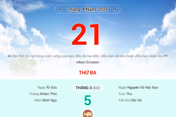 Lịch âm 21/4 - Xem lịch âm ngày 21/4