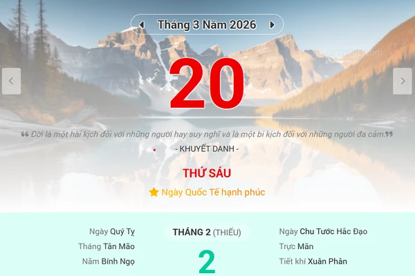 Lịch âm 20/3 - Xem lịch âm ngày 20/3