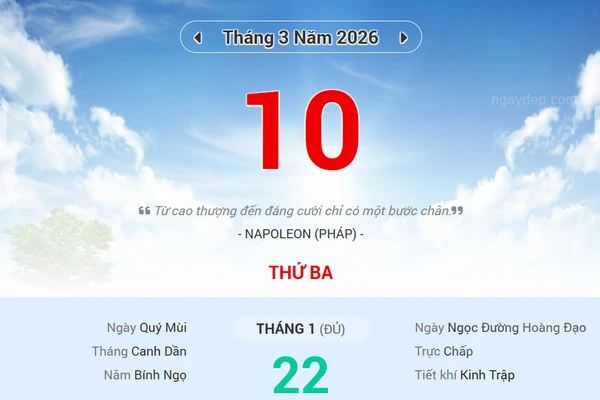 Lịch âm 10/3 - Xem lịch âm ngày 10/3