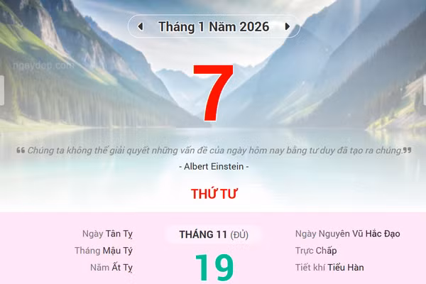 Lịch âm 7/1 - Xem lịch âm ngày 7/1/2026