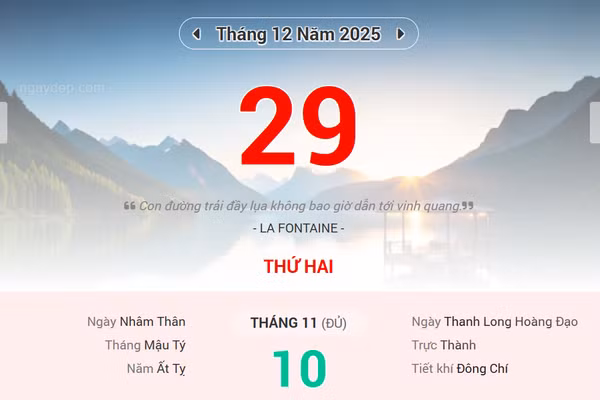 Lịch âm 29/12 - Xem lịch âm ngày 29/12