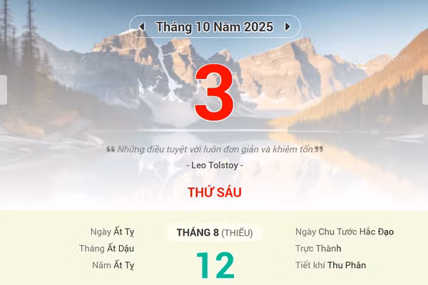 Lịch âm 3/10 - Xem lịch âm ngày 3/10