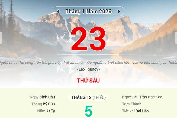 Lịch âm 23/1 - Xem lịch âm ngày 23/1/2026