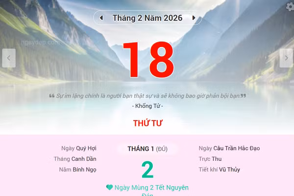 Lịch âm 18/2 - Xem lịch âm ngày 18/2/2026