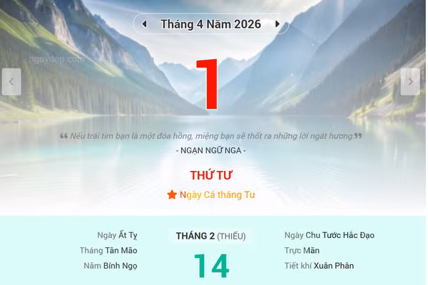 Lịch âm 1/4 - Xem lịch âm ngày 1/4 