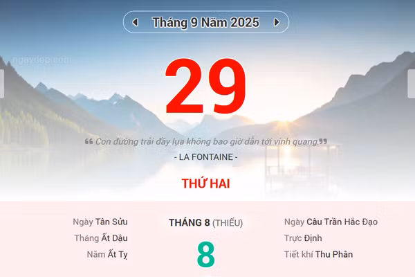 Lịch âm 29/9 - Xem lịch âm ngày 29/9