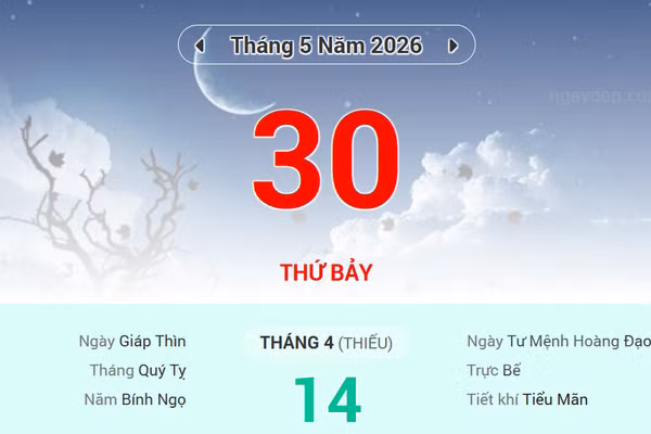 Lịch âm 30/5 - Xem lịch âm ngày 30/5
