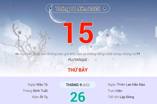 Lịch âm 15/11 - Xem lịch âm ngày 15/11