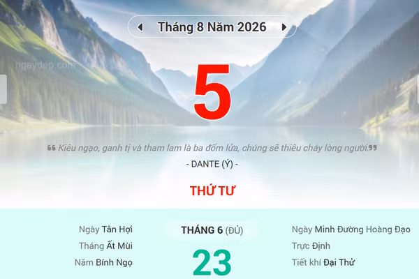 Lịch âm 5/8 - Xem lịch âm ngày 5/8