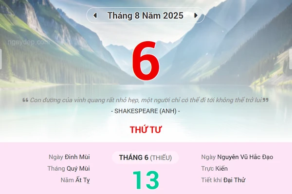 Lịch âm 6/8 - Xem lịch âm ngày 6/8