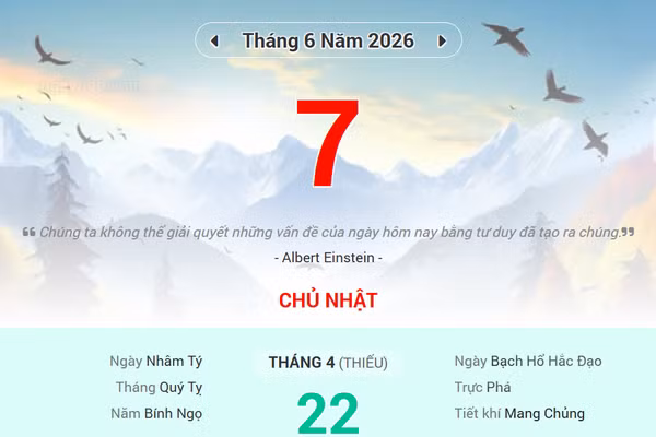 Lịch âm 7/6 - Xem lịch âm ngày 7/6