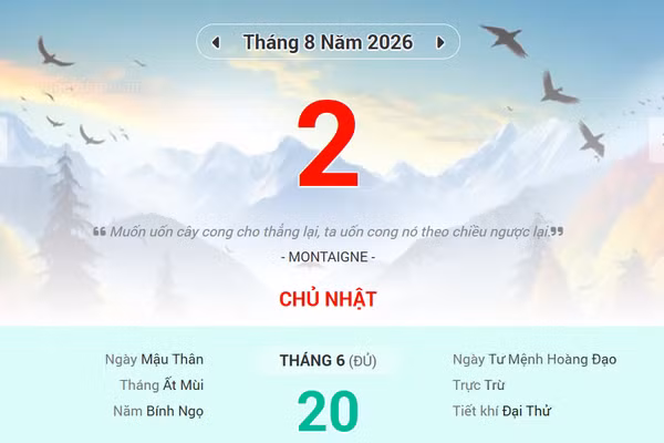 Lịch âm 2/8 - Xem lịch âm ngày 2/8