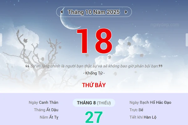 Lịch âm 18/10 - Xem lịch âm ngày 18/10 