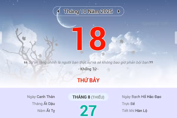 Lịch âm 18/10 - Xem lịch âm ngày 18/10 