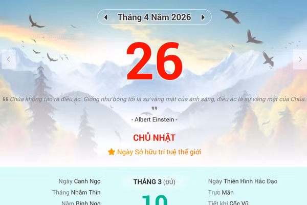 Lịch âm 26/4 - Xem lịch âm ngày 26/4