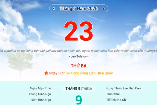 Lịch âm 23/6 - Xem lịch âm ngày 23/6
