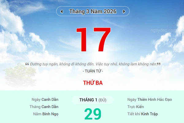 Lịch âm 17/3 - Xem lịch âm ngày 17/3