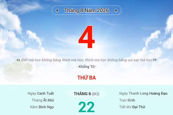Lịch âm 4/8 - Xem lịch âm ngày 4/8