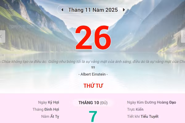 Lịch âm 26/11 - Xem lịch âm ngày 26/11