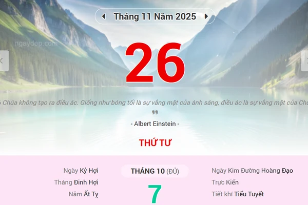 Lịch âm 26/11 - Xem lịch âm ngày 26/11