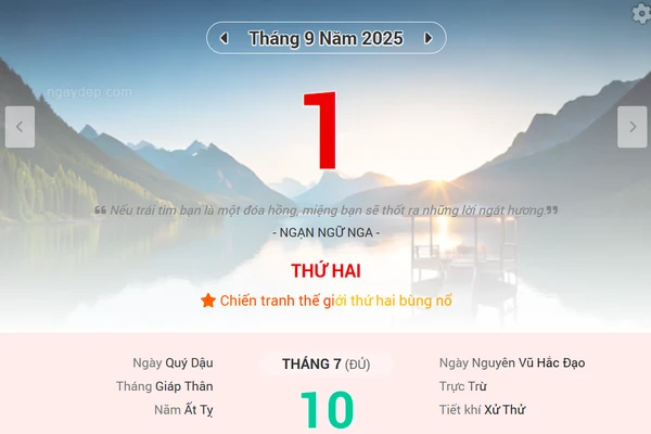 Lịch âm 1/9 - Xem lịch âm ngày 1/9