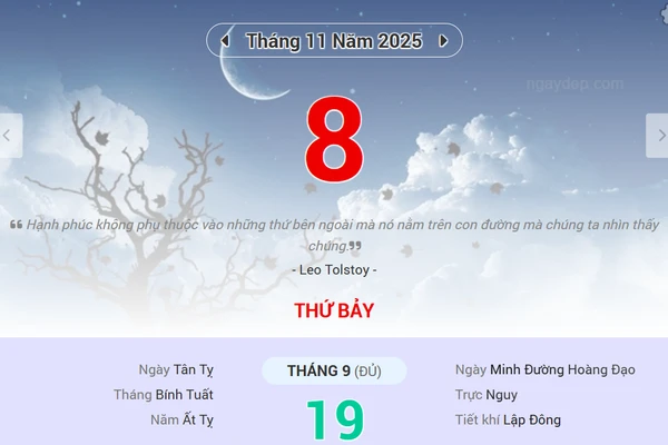 Lịch âm 8/11 - Xem lịch âm ngày 8/11