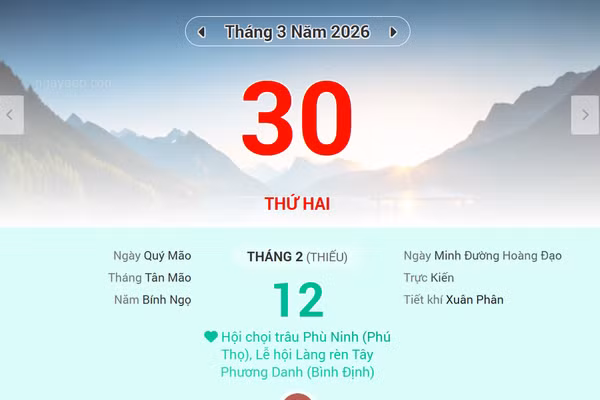 Lịch âm 30/3 - Xem lịch âm ngày 30/3
