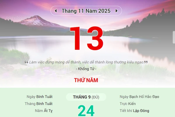 Lịch âm 13/11 - Xem lịch âm ngày 13/11