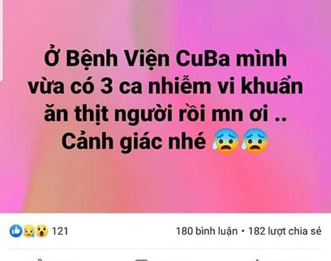 Tin đồn "vi rút ăn thịt người" xuất hiện trên mạng xã hội tại Quảng Bình.