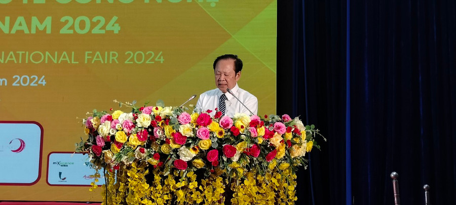 Ông Nguyễn Việt Thắng, Chủ tịch Hội Thủy sản Việt Nam phát biểu khai mạc VietShrimp 2024.