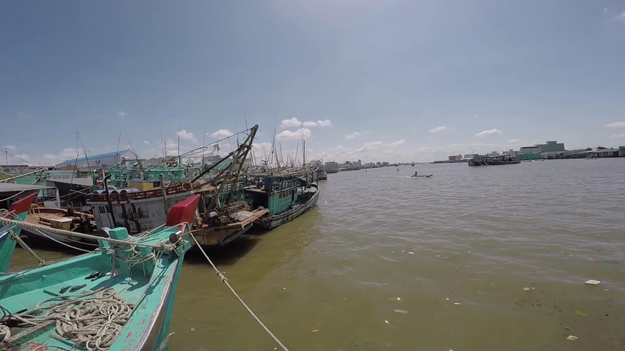 Thị trấn Sông Đốc, huyện Trần Văn Thời, nơi có đông phương tiện khai thác thủy sản của tỉnh Cà Mau