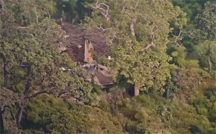 Hiện trường nơi tìm thấy máy bay Yak-130. (Ảnh: TT)