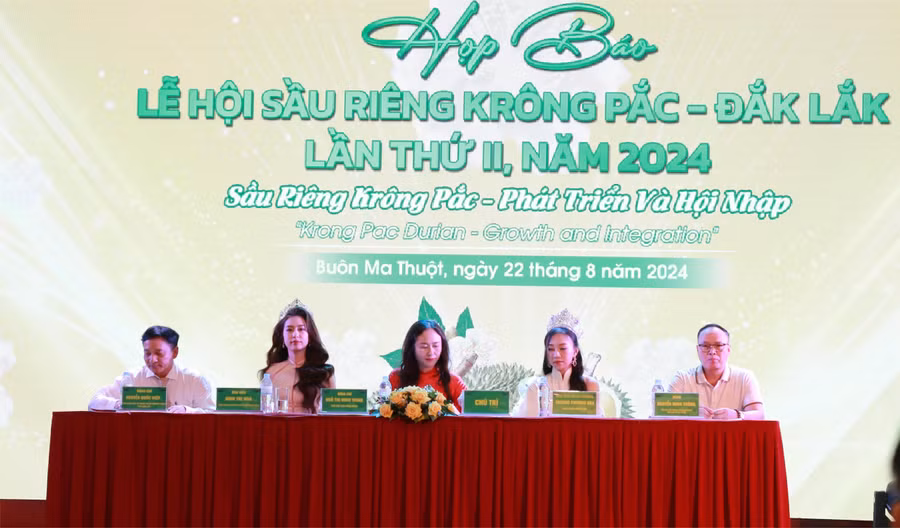 UBND huyện Krông Pắc tổ chức họp báo Lễ hội sầu riêng lần thứ 2. (Ảnh: TT)