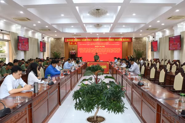 Quang cảnh hội nghị tại điểm cầu UBND tỉnh An Giang.