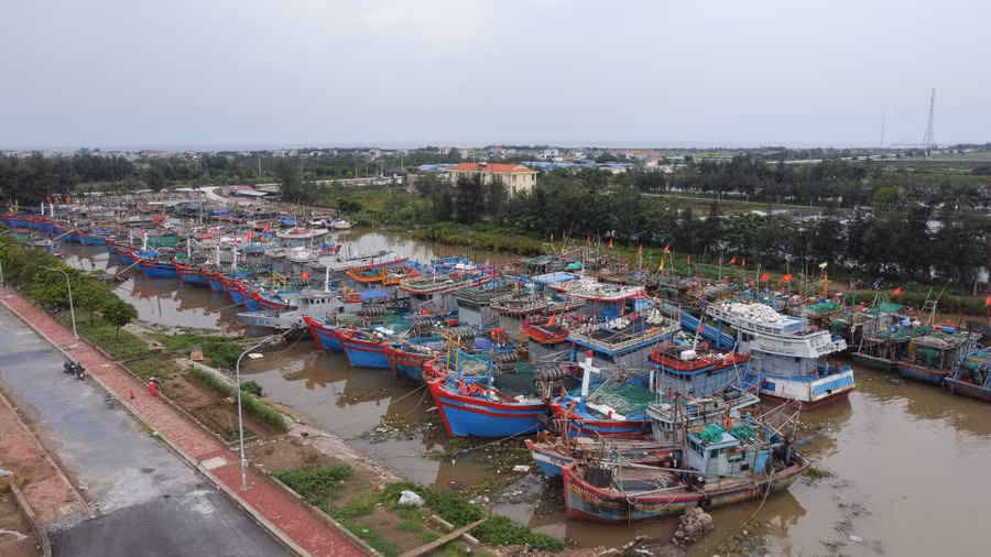 Khu neo đậu tàu thuyền tại cảng cá Ninh Cơ (Ninh Bình).