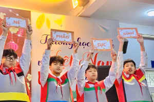 Học sinh lan tỏa thông điệp tuyệt đối không sử dụng, buôn bán, tàng trữ pháo nổ dịp Tết.