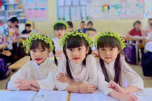 Trẻ 5 tuổi của Trường Mầm non Hoa Hướng Dương, xã Kim Bôi (huyện Kim Bôi, tỉnh Hòa Bình). Ảnh: Đình Tuệ.