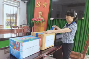 Từng thùng nước, thùng sữa tuy giá trị nhỏ bé nhưng mang theo tình cảm của người dân miền biển Hải Hậu dành tặng đồng bào bị bão lũ các tỉnh phía Bắc.