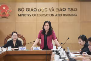 Thứ trưởng Bộ GD&ĐT Nguyễn Thị Kim Chi chủ trì hội nghị.