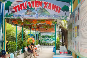 Thư viện mở theo tiêu chí xanh, sạch, đẹp và thân thiện tại Trường THCS Hải Xuân, Hải Hậu (Nam Định). 