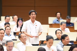 Các đại biểu chất vấn tới Bộ trưởng Tài chính Nguyễn Văn Thắng tại hội trường sáng 19/6. (Ảnh: Cổng TTĐT Quốc hội). 