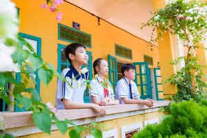 Các em học sinh tại Trường THCS Hải Xuân, huyện Hải Hậu (Nam Định). Ảnh: Hải Sơn.