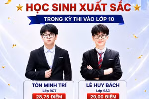 Hai học sinh có tổng điểm thi lớp 10 cao nhất Trường Lương Thế Vinh cơ sở Yên Hòa. 