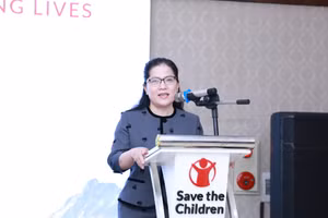 Thứ trưởng Nguyễn Thị Kim Chi phát biểu tại chương trình. 