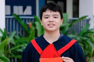 Nam sinh Đỗ Thiện Khôi đến từ lớp 9A0 đỗ cùng lúc 5 nguyện vọng chuyên. Ảnh: NTCC.